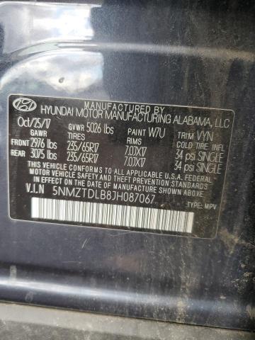 2018 HYUNDAI SANTA FE S 5NMZTDLB8JH087067