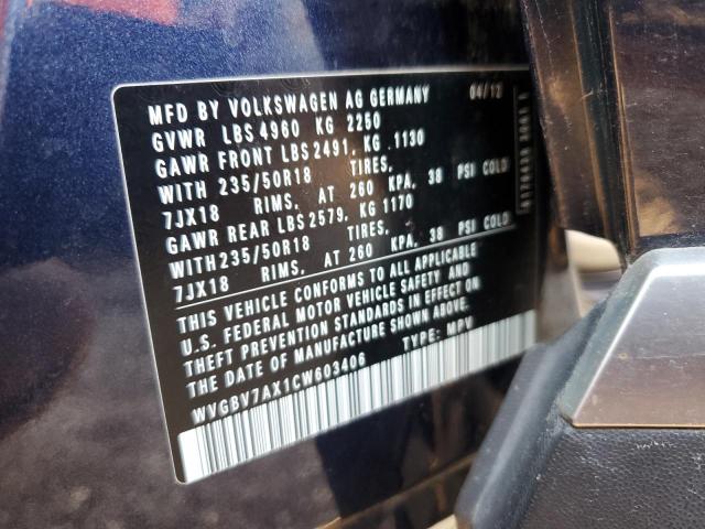 2012 VOLKSWAGEN TIGUAN S - WVGBV7AX1CW603406