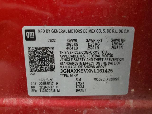 2022 CHEVROLET EQUINOX LT - 3GNAXKEVXNL161425