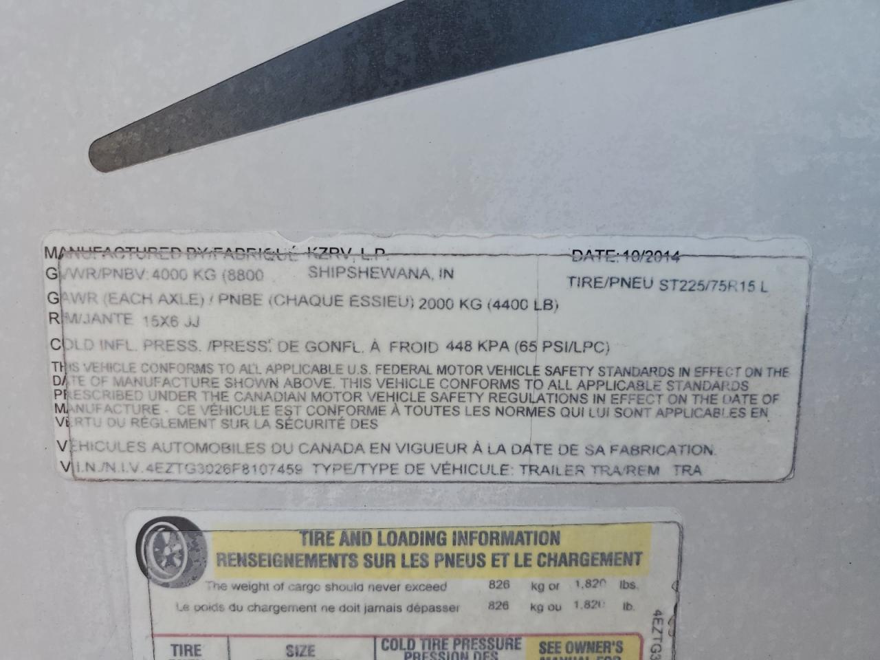 Lot #3275669821 2015 K-Z MXT309