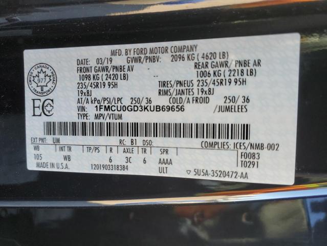 2019 FORD ESCAPE SE - 1FMCU0GD3KUB69656