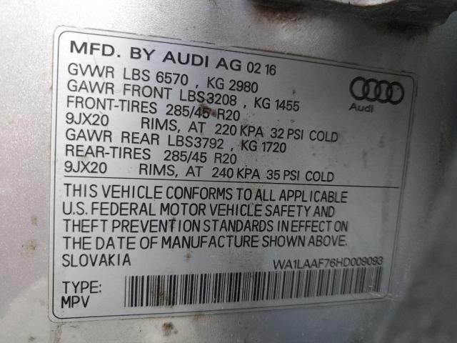 2017 AUDI Q7 PREMIUM - WA1LAAF76HD009093