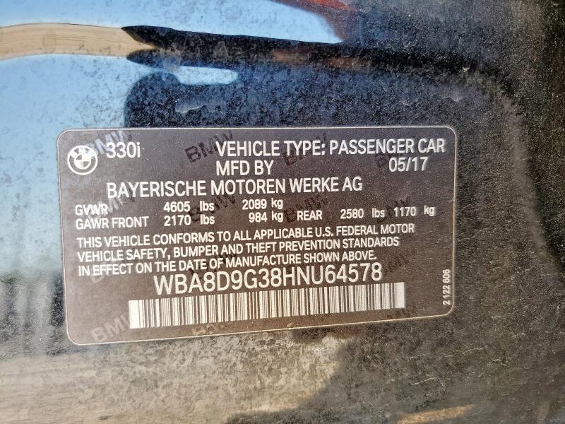 2017 BMW 330 XI - WBA8D9G38HNU64578