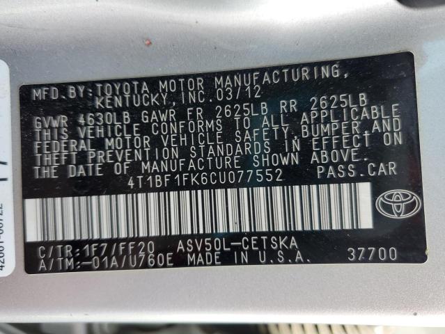 2012 TOYOTA CAMRY BASE - 4T1BF1FK6CU077552