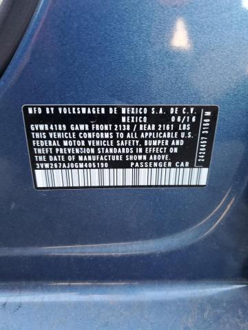 2016 VOLKSWAGEN JETTA S 3VW267AJ0GM405190