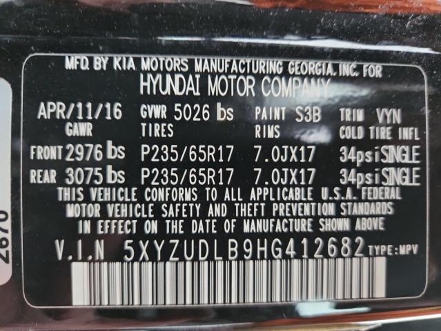 2017 HYUNDAI SANTA FE S - 5XYZUDLB9HG412682