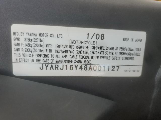 2008 YAMAHA YZFR6 JYARJ16Y48A001127