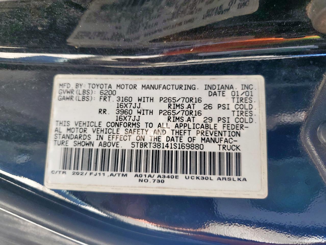 Lot #3279798342 2001 TOYOTA TUNDRA ACC