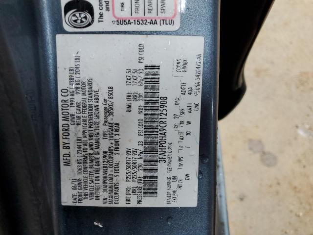 2012 FORD FUSION SE - 3FAHP0HA9CR125908