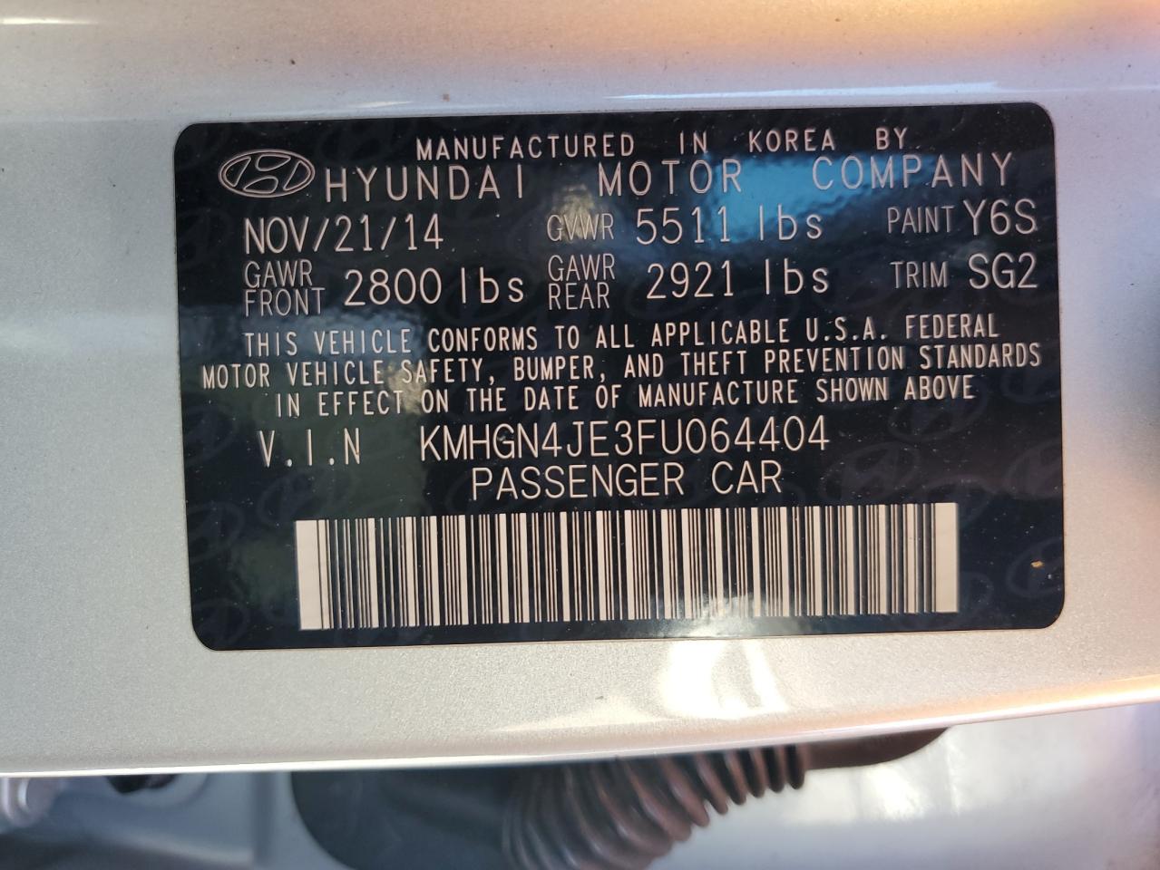 HYUNDAI GENESIS 3.8L