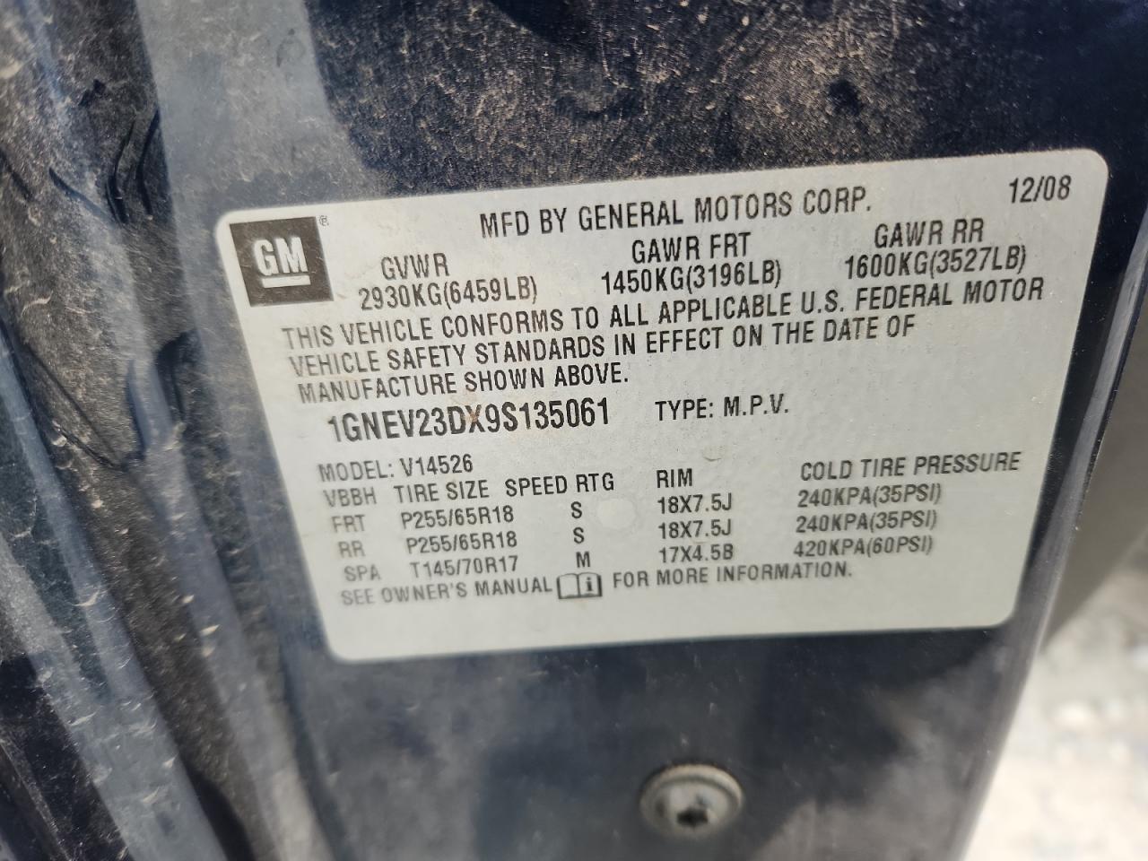 Lot #3282634076 2009 CHEVROLET TRAVERSE L