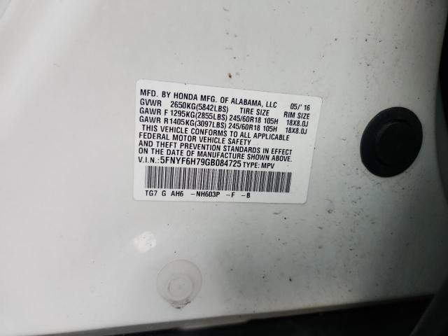 2016 HONDA PILOT EXLN - 5FNYF6H79GB084725