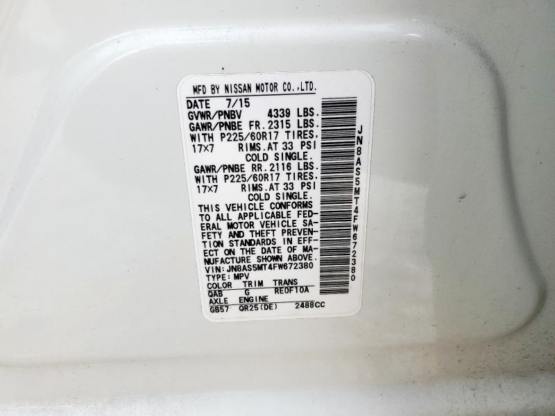 2015 NISSAN ROGUE SELE #3287425364