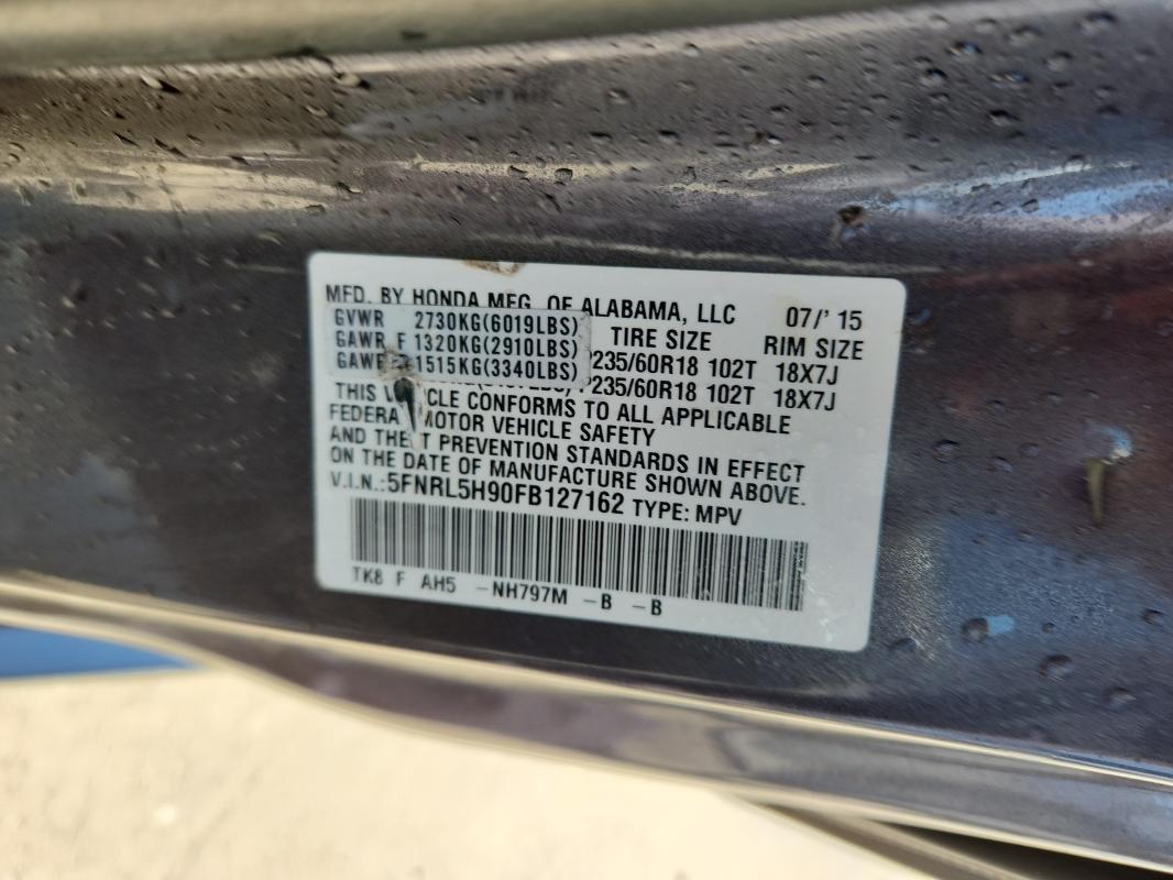 2015 HONDA ODYSSEY TO 5FNRL5H90FB127162