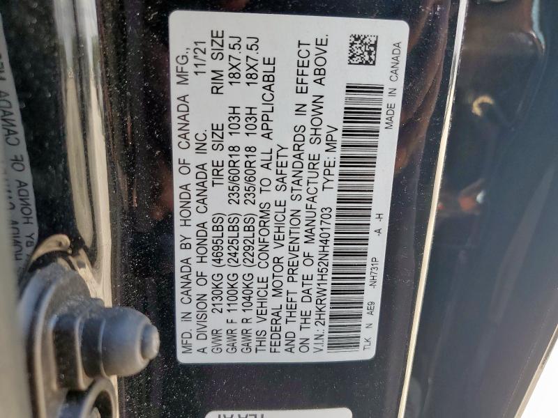 2022 HONDA CR-V EX - 2HKRW1H52NH401703