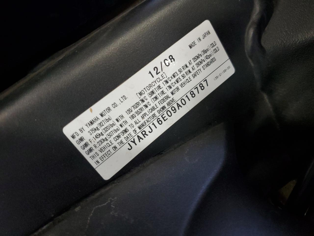 Lot #3277185929 2009 YAMAHA YZFR6