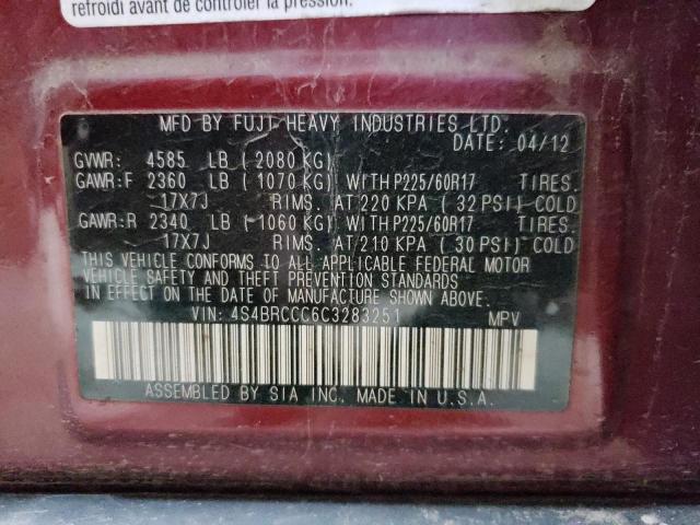 2012 SUBARU OUTBACK 2. - 4S4BRCCC6C3283251