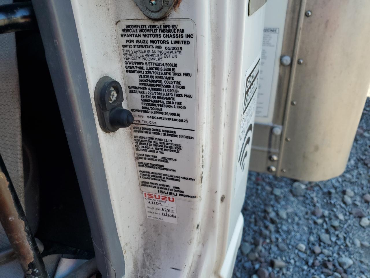 Lot #3297543228 2015 ISUZU NPR HD