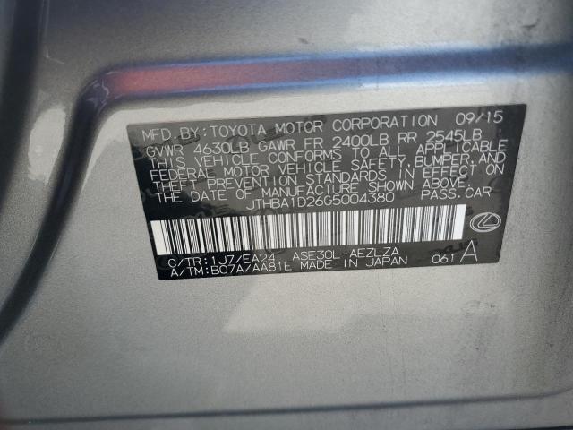 2016 LEXUS IS 200T JTHBA1D26G5004380