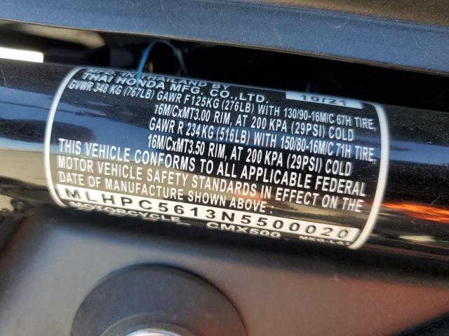 2022 HONDA CMX500 MLHPC5613N5500020