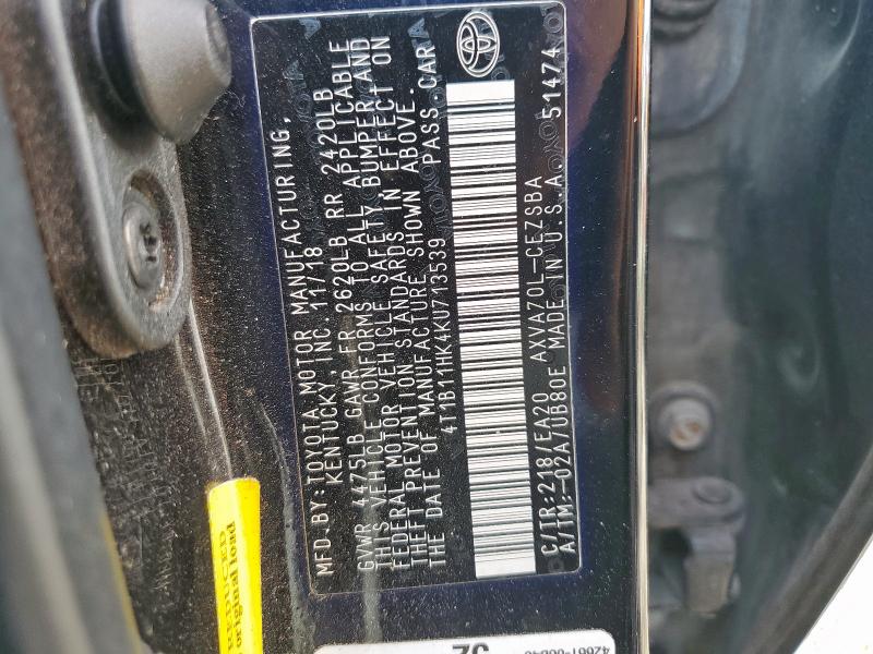 2019 TOYOTA CAMRY L - 4T1B11HK4KU713539