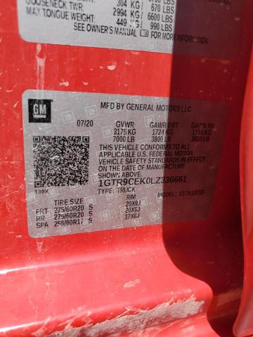 2020 GMC SIERRA K15 - 1GTR9CEK0LZ336661