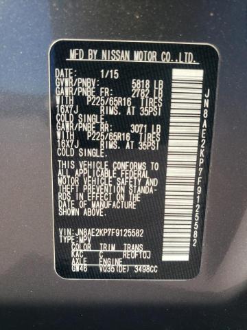 2015 NISSAN QUEST S JN8AE2KP7F9125582