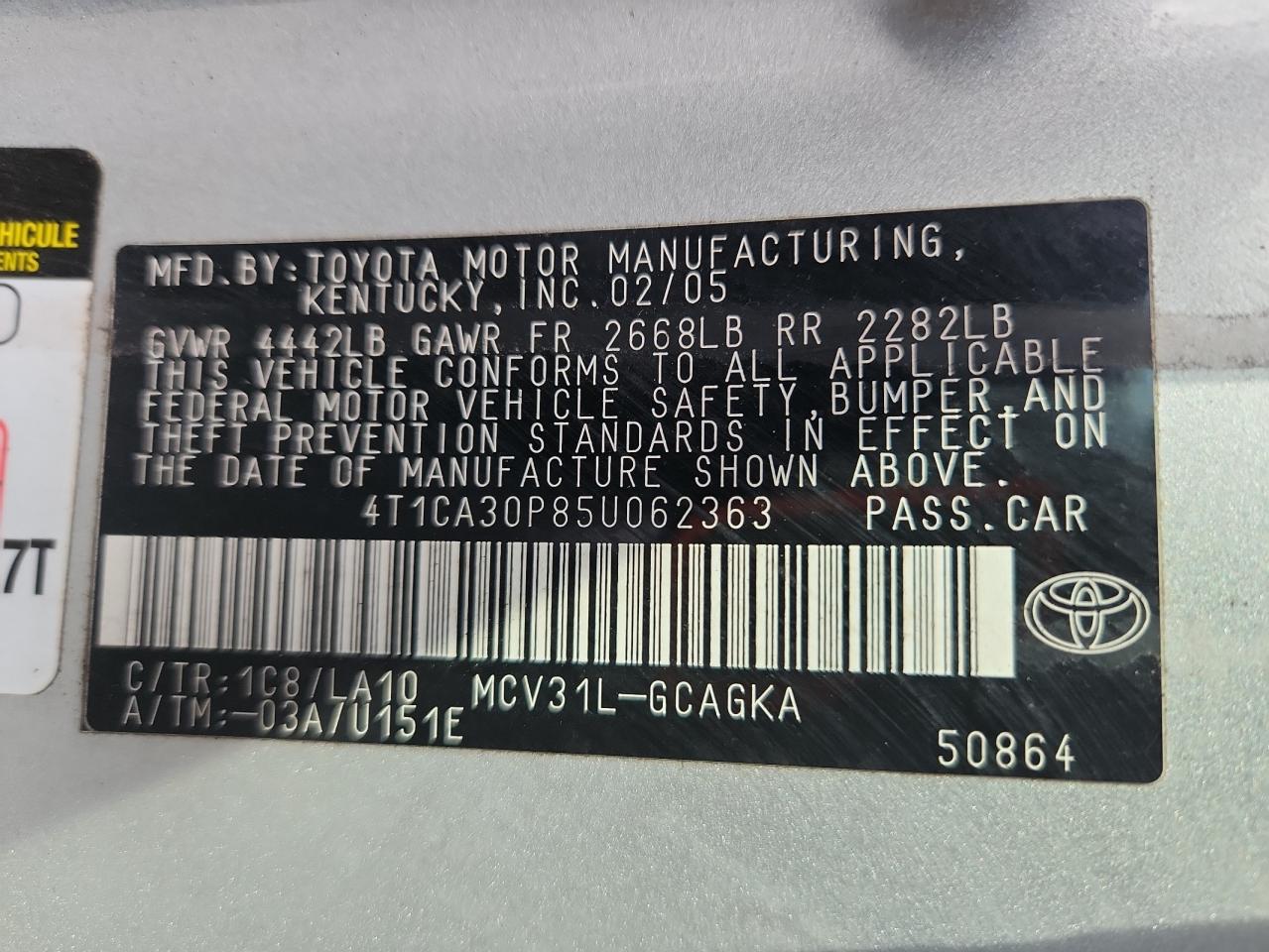 Lot #3275692801 2005 TOYOTA CAMRY SOLA