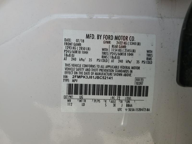 2018 FORD EDGE SEL - 2FMPK3J81JBC52141