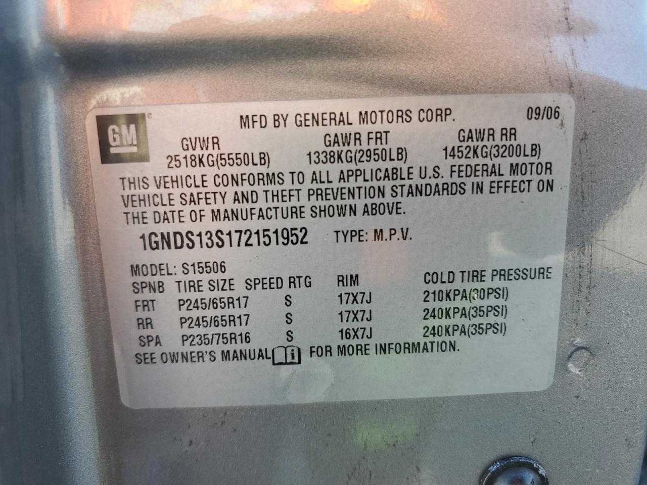 Lot #3279729948 2007 CHEVROLET TRAILBLAZE