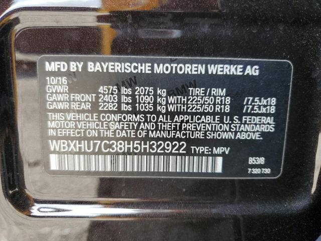 2017 BMW X1 SDRIVE2 WBXHU7C38H5H32922