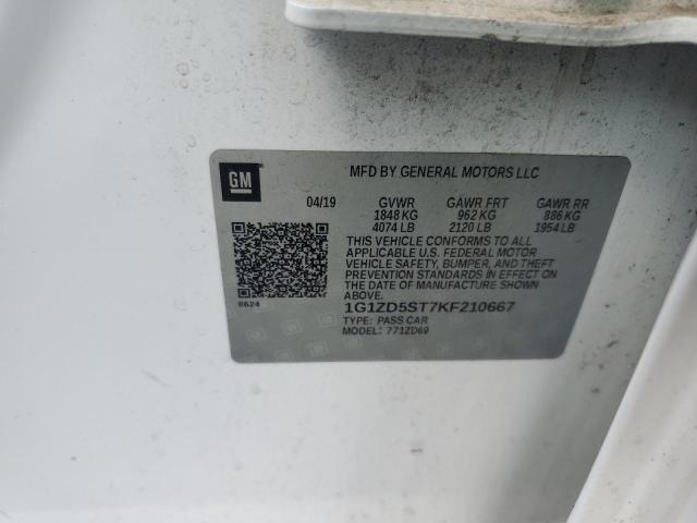 2019 CHEVROLET MALIBU 1G1ZD5ST7KF210667