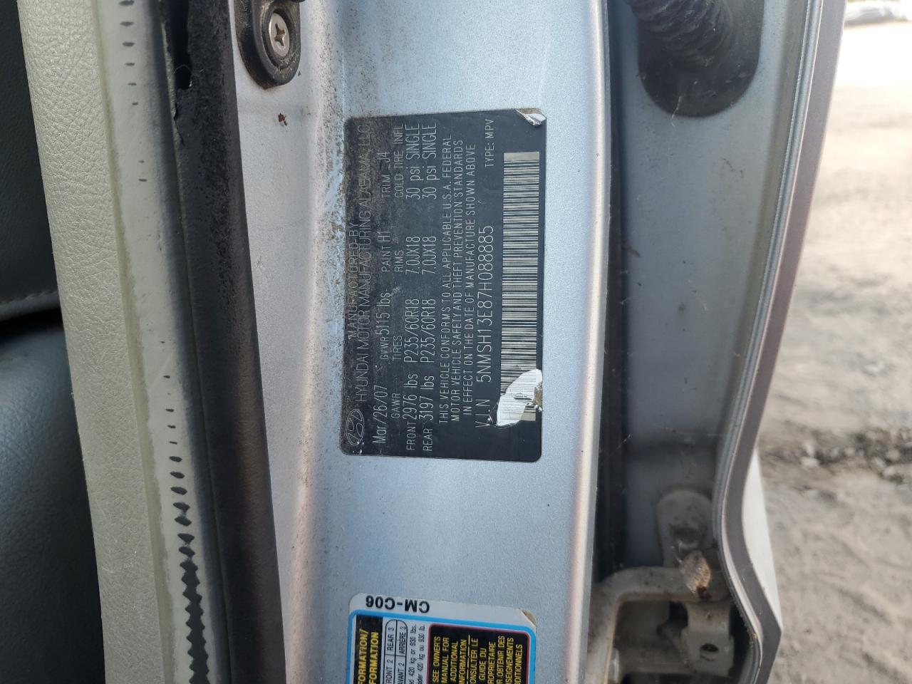 Lot #3268383805 2007 HYUNDAI SANTA FE S