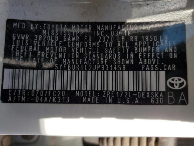 2018 TOYOTA COROLLA L - 5YFBURHE2JP831458