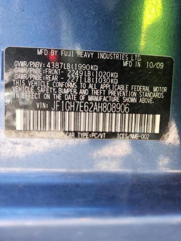 2010 SUBARU IMPREZA 2. - JF1GH7E62AH808906