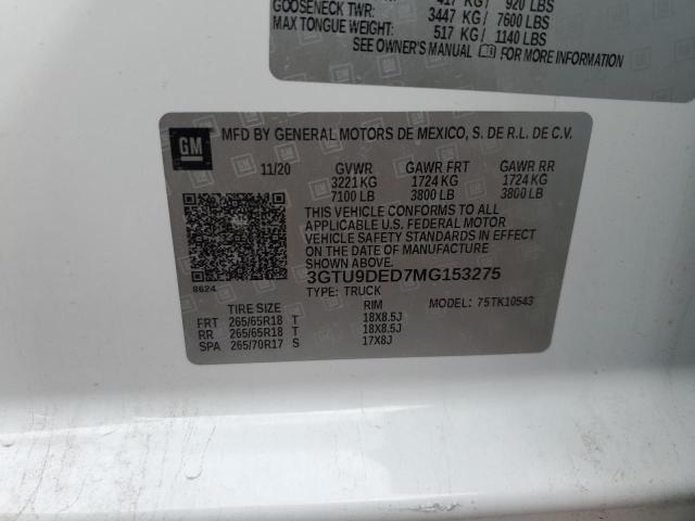 2021 GMC SIERRA K15 - 3GTU9DED7MG153275