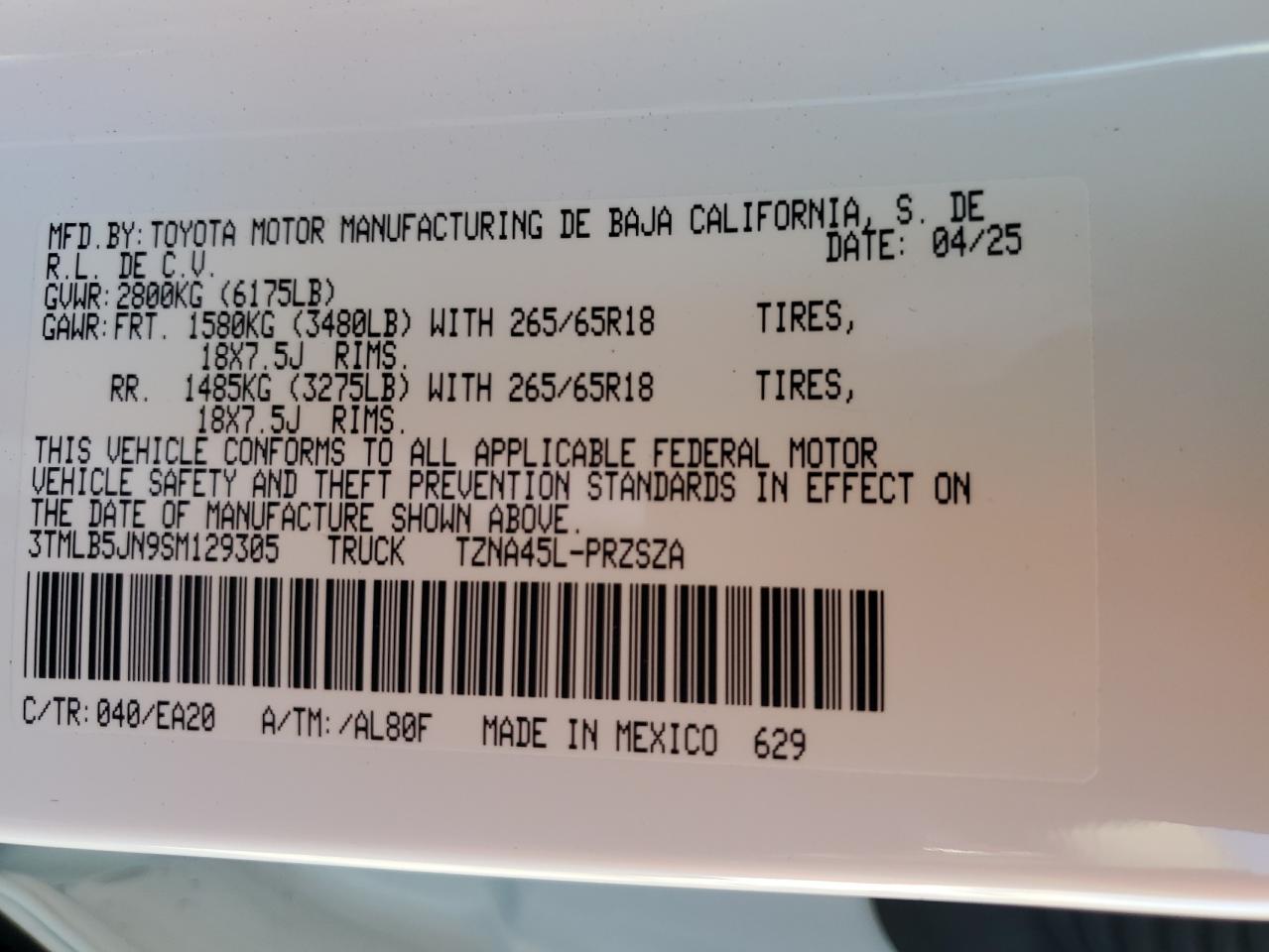 Lot #3309635075 2025 TOYOTA TACOMA DOU