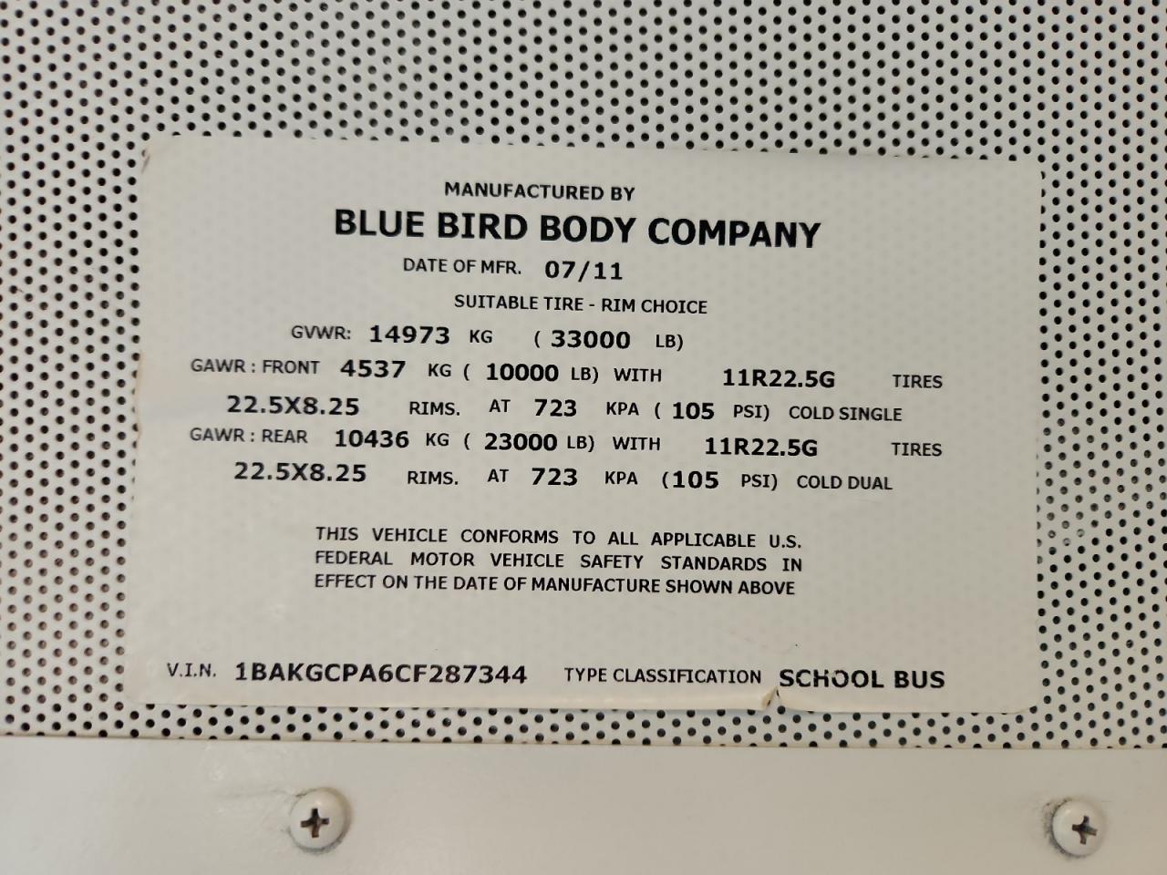 Lot #3268363266 2012 BLUE BIRD SCHOOL BUS