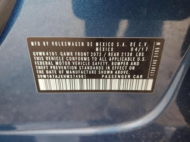 2017 VOLKSWAGEN JETTA S - 3VW167AJXHM374981