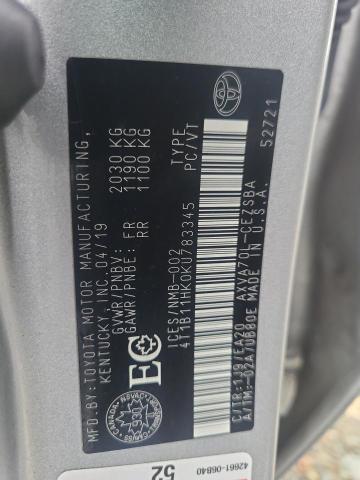 2019 TOYOTA CAMRY L - 4T1B11HK0KU783345