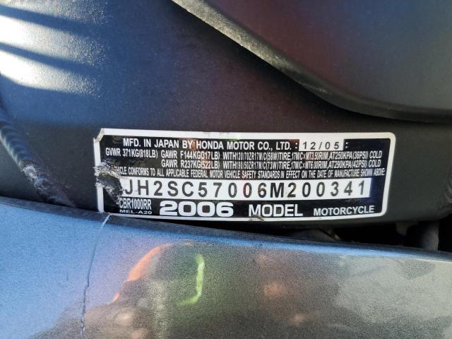 2006 HONDA CBR1000 RR - JH2SC57006M200341