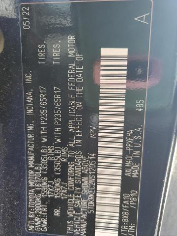 2022 TOYOTA SIENNA LE 5TDKRKEC2NS120514