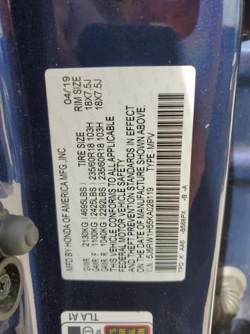 2019 HONDA CR-V EX 5J6RW1H55KA028119