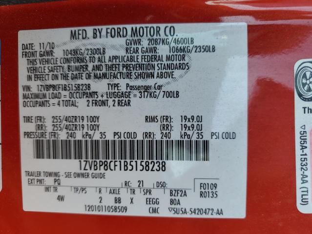 2011 FORD MUSTANG GT - 1ZVBP8CF1B5158238