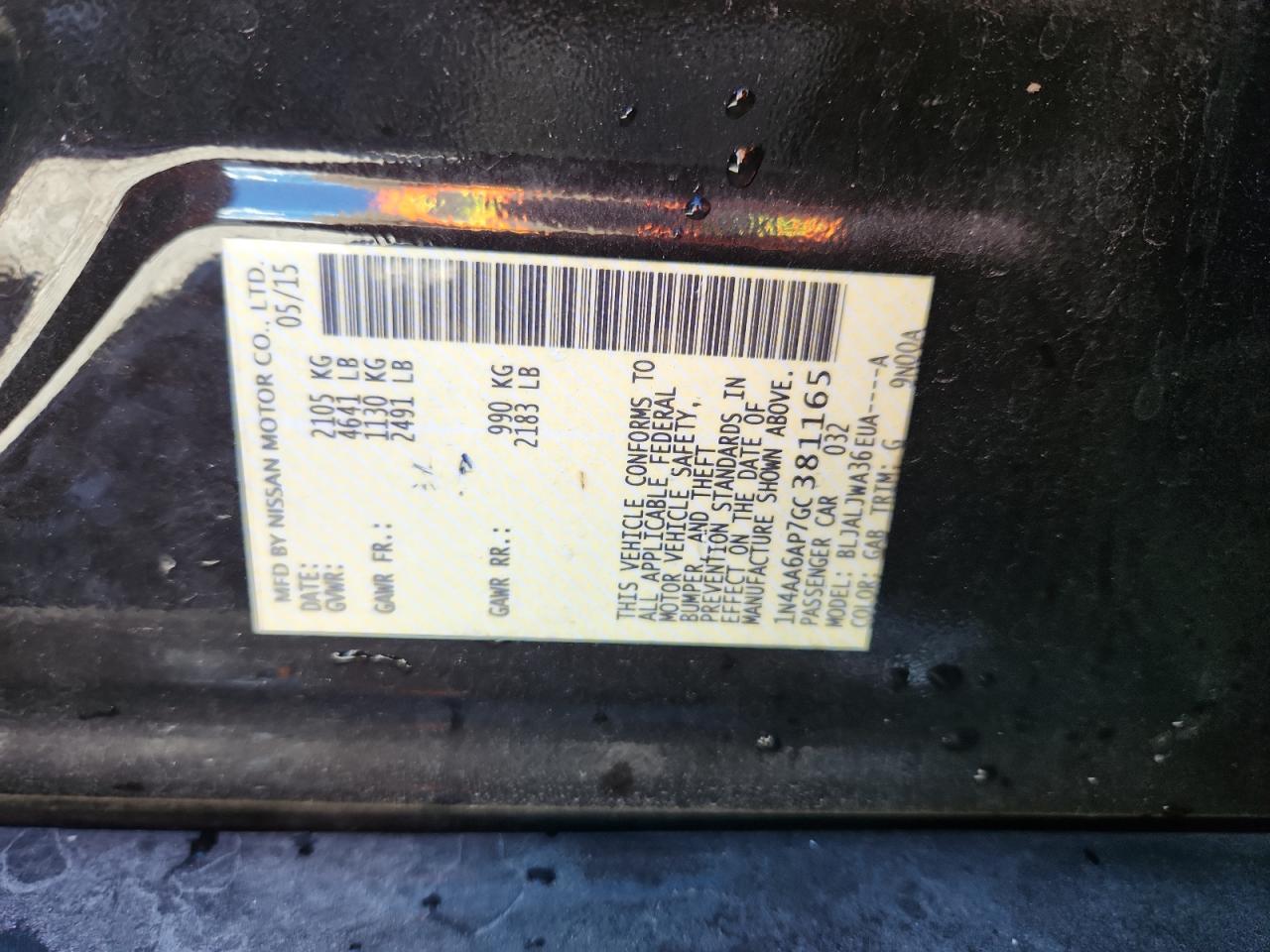 Lot #3278795664 2016 NISSAN MAXIMA 3.5