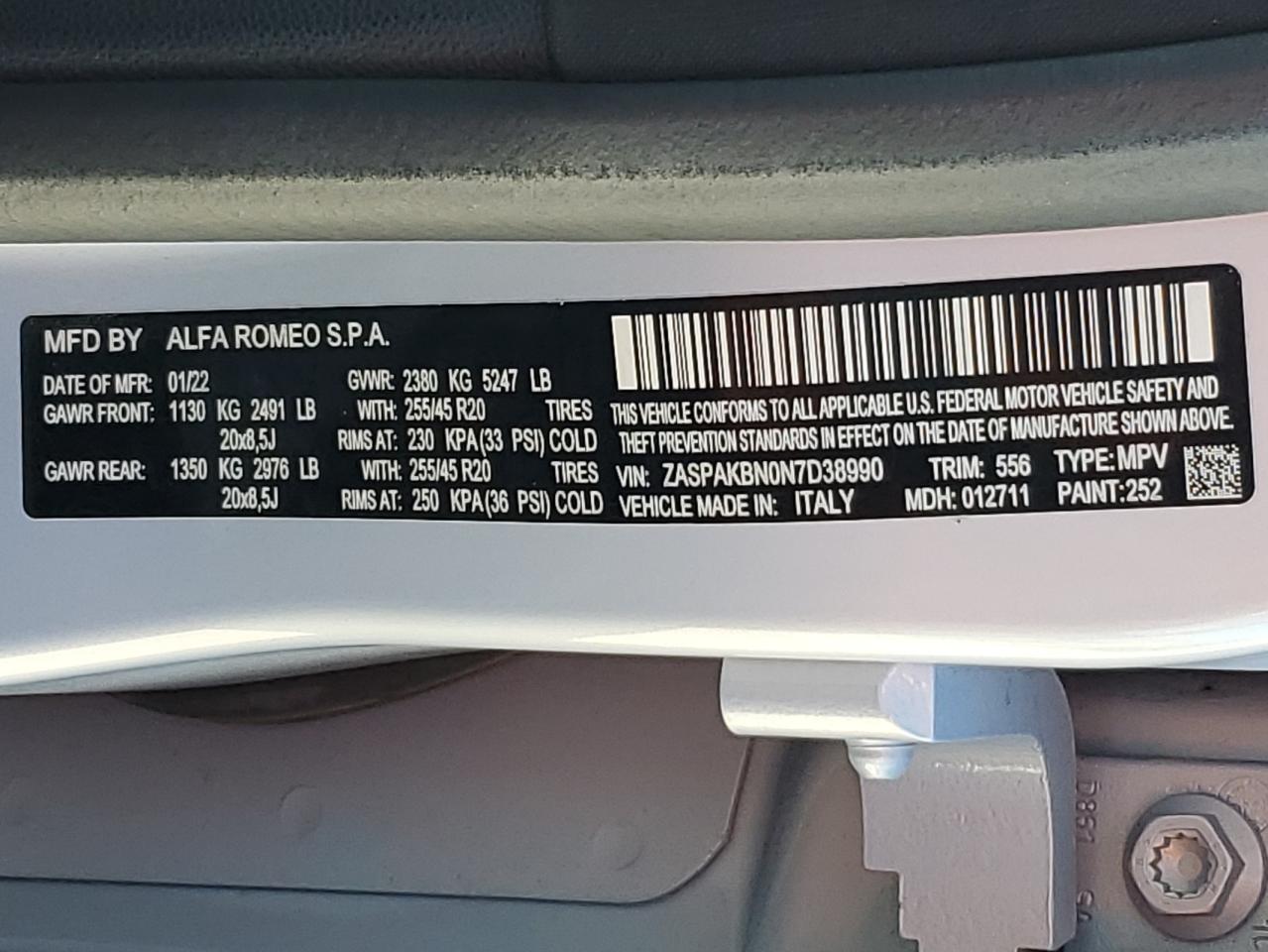 Lot #3302766389 2022 ALFA ROMEO STELVIO TI