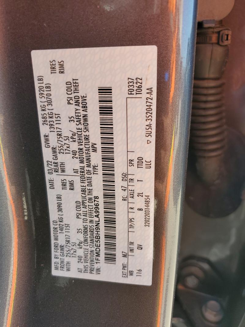 2022 FORD BRONCO BAS 1FMDE5BH9NLA99678