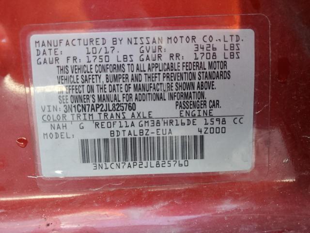 2018 NISSAN VERSA S - 3N1CN7AP2JL825760