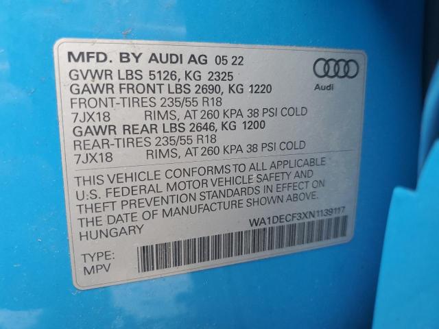 2022 AUDI Q3 PREMIUM - WA1DECF3XN1139117