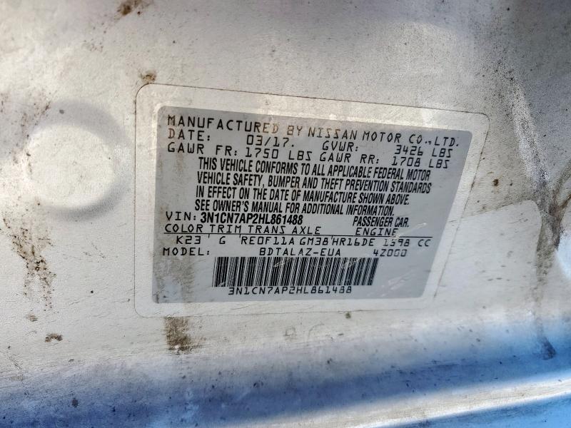 2017 NISSAN VERSA S 3N1CN7AP2HL861488